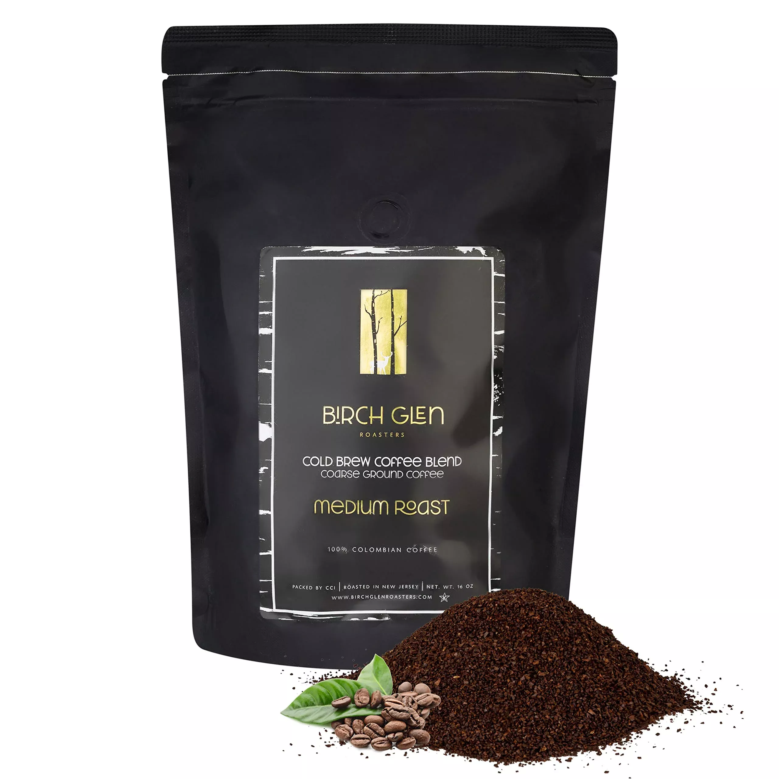 1 Lb Medium Roast Cold Brew Coffee, Coarse Ground Coffee, By Birch Glen Roasters, 16 Oz Resealable Bag , 100% Arabica