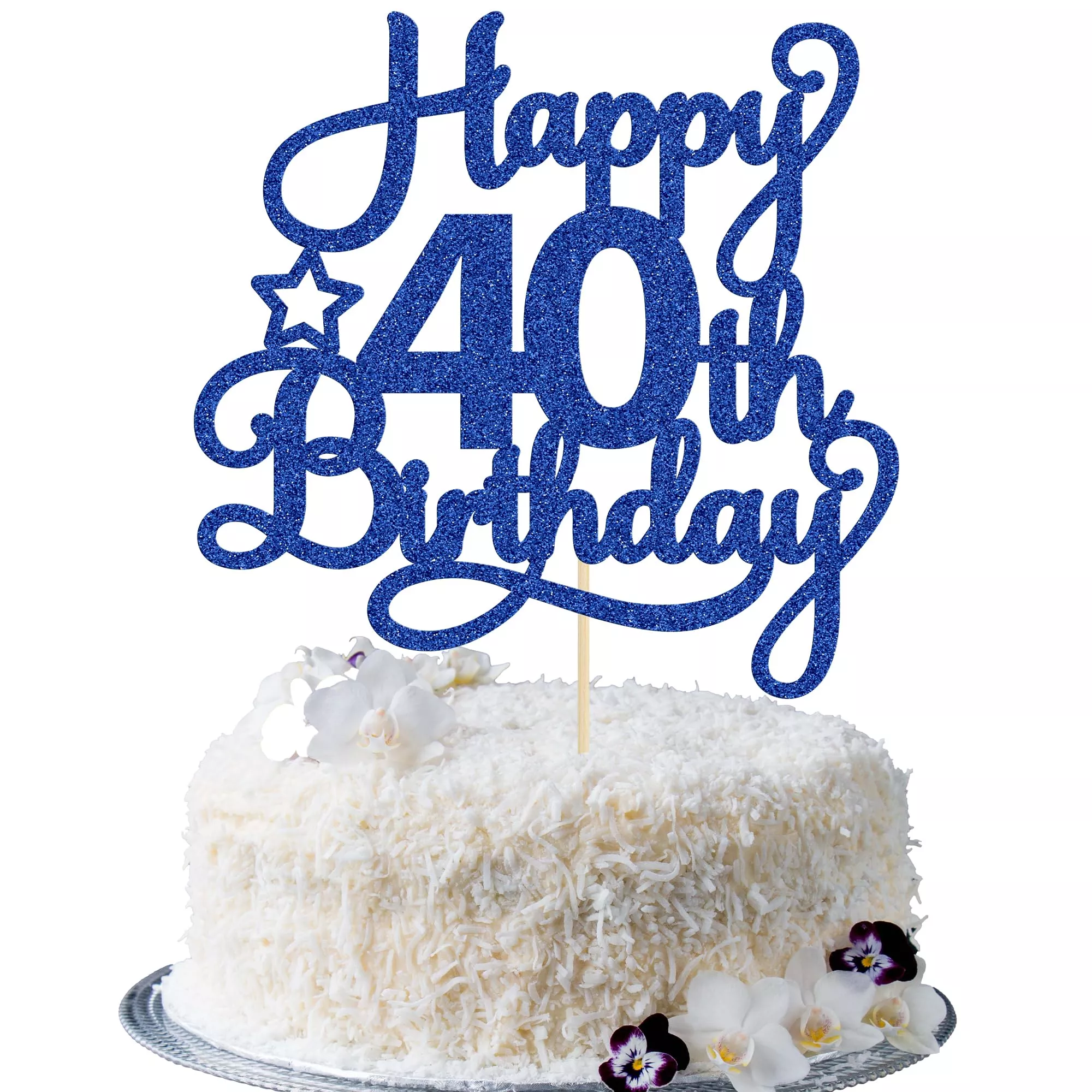 1-pack-happy-40th-birthday-cake-topper-blue-glitter-40-fabulous-chee 1 Pack Happy 40Th Birthday Cake Topper Blue Glitter 40 & Fabulous Chee