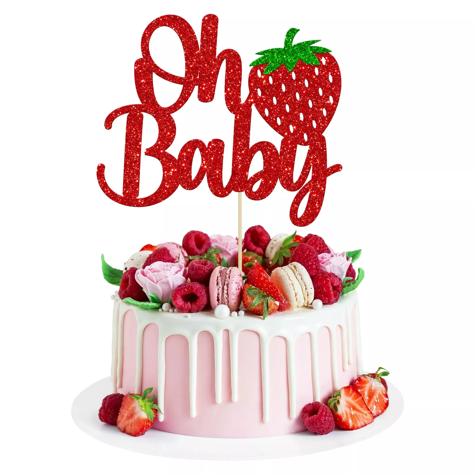 1-pack-sweet-oh-baby-cake-topper-glitter-oh-baby-strawberry-cake-pick 1 Pack Sweet Oh Baby Cake Topper Glitter Oh Baby Strawberry Cake Pick