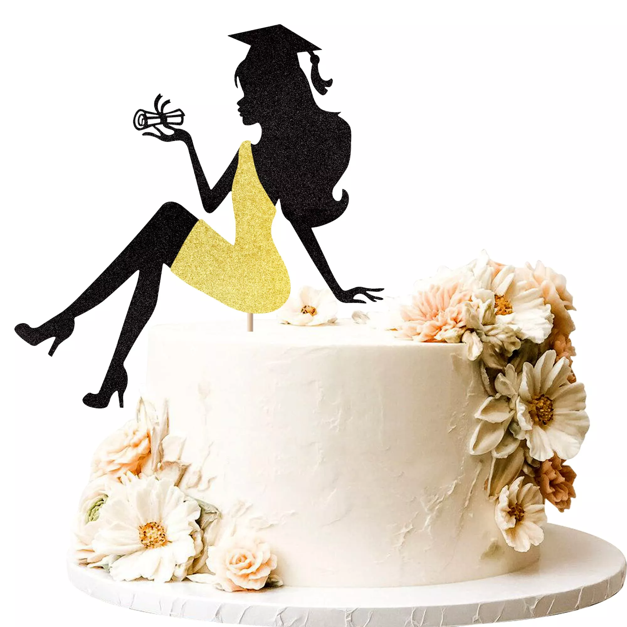 1-pcs-2024-graduation-cake-topper-with-glitter-grad-cap-diploma-high-h 1 Pcs 2024 Graduation Cake Topper With Glitter Grad Cap Diploma High H