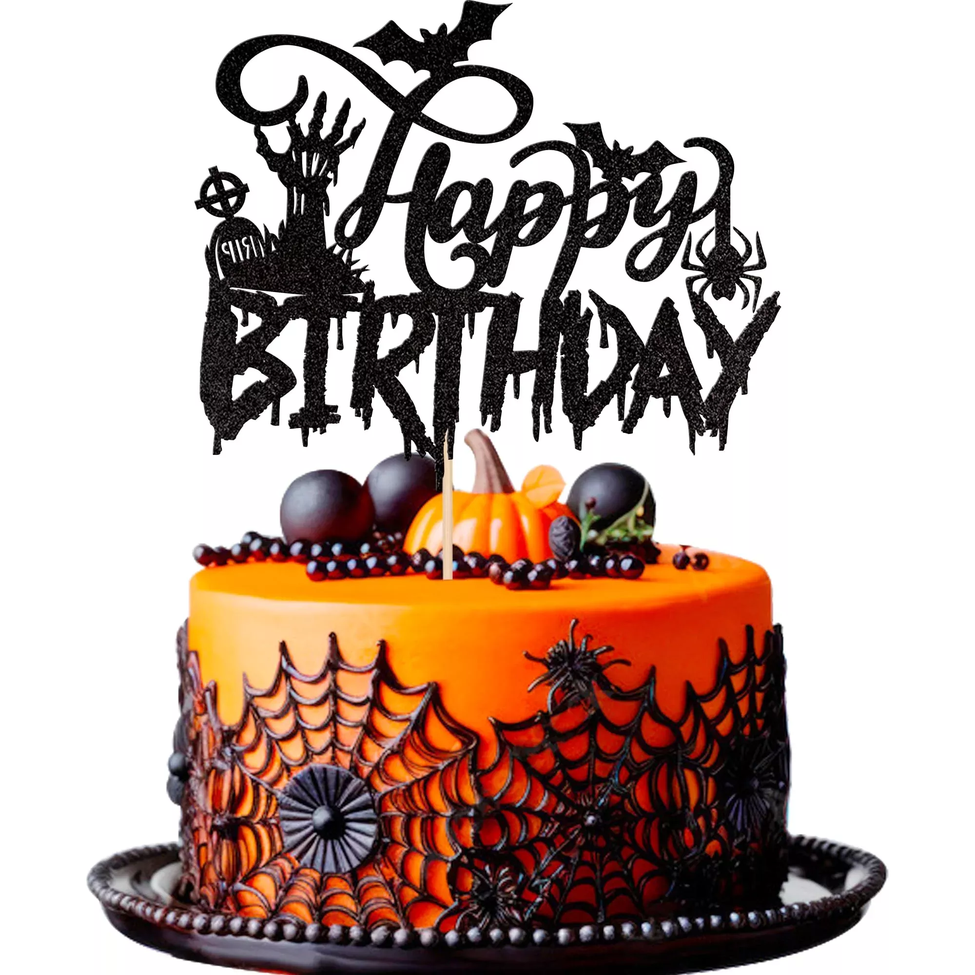 1-pcs-halloween-happy-birthday-cake-topper-glitter-spooky-rip-zombie-h 1 Pcs Halloween Happy Birthday Cake Topper Glitter Spooky Rip Zombie H