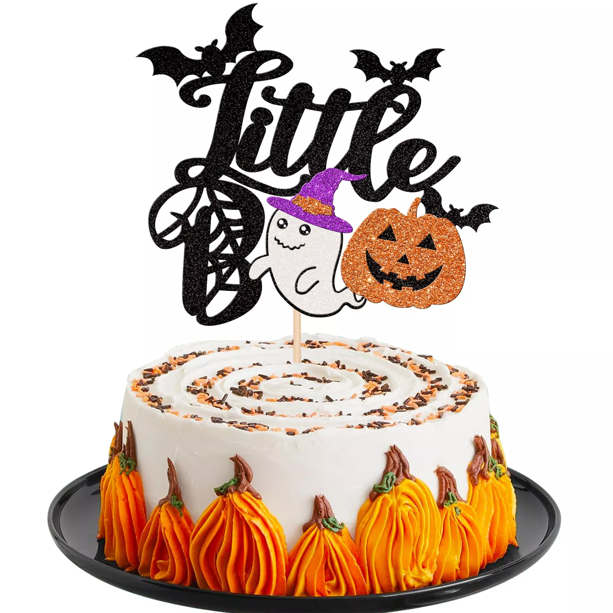 1-pcs-little-boo-cake-topper-glitter-baby-boo-ghost-pumpkin-cat-hallow 1 Pcs Little Boo Cake Topper Glitter Baby Boo Ghost Pumpkin Cat Hallow