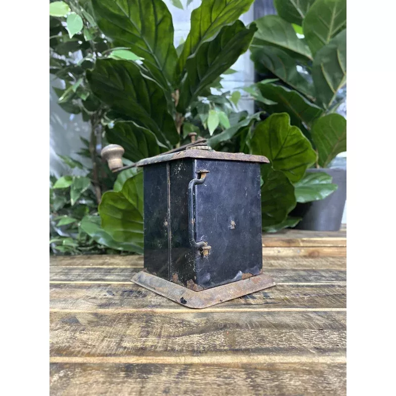 #100 1890s Wooden Box Grinder & Steel Pull Out Drawer