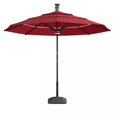 11-red-sunbrella-octagonal-lighted-smart-market-patio-umbrella 11' Red Sunbrella Octagonal Lighted Smart Market Patio Umbrella
