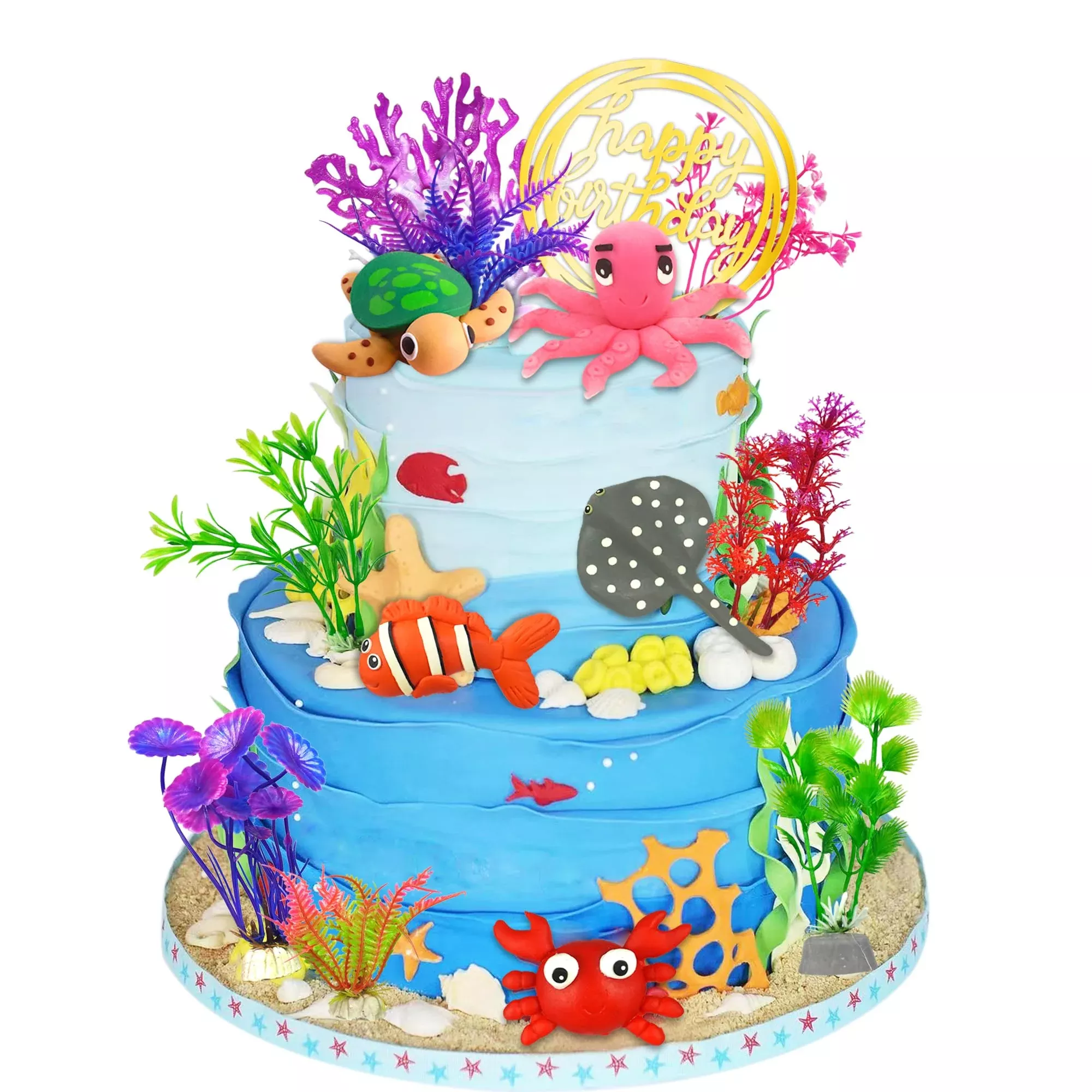 16-pcs-sea-ocean-cake-toppers-under-sea-ocean-animals-birthday-cak 16 Pcs Sea Ocean Cake Toppers Under The Sea Ocean Animals Birthday Cak