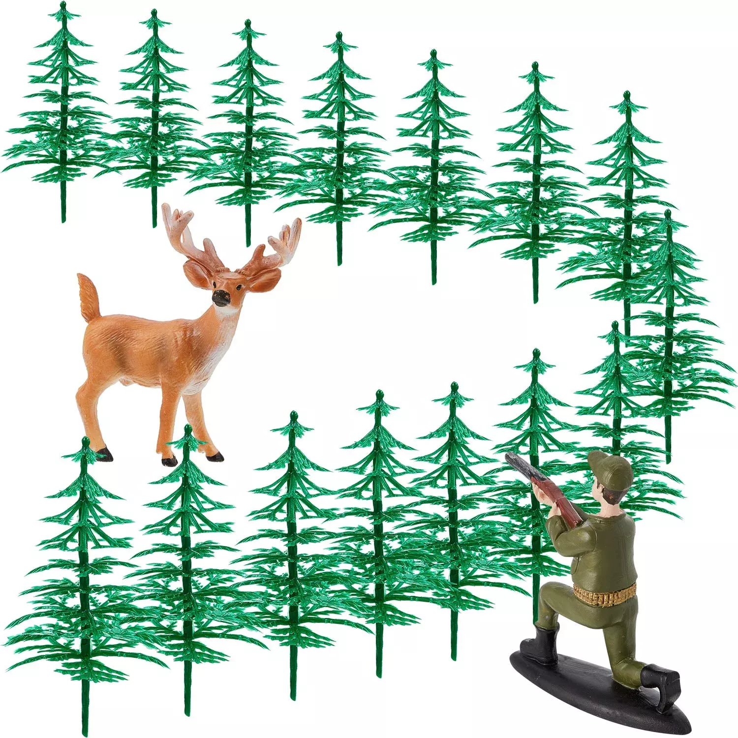 17-pieces-deer-hunting-cake-topper-christmas-tree-cake-decorations-deer-hunting- 17 Pieces Deer Hunting Cake Topper Christmas Tree Cake Decorations Deer Hunting Theme Cake Topper For Birthday Party Deer Huntin