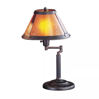 18-rust-metal-table-lamp-with-amber-empire-shade 18" Rust Metal Table Lamp With Amber Empire Shade