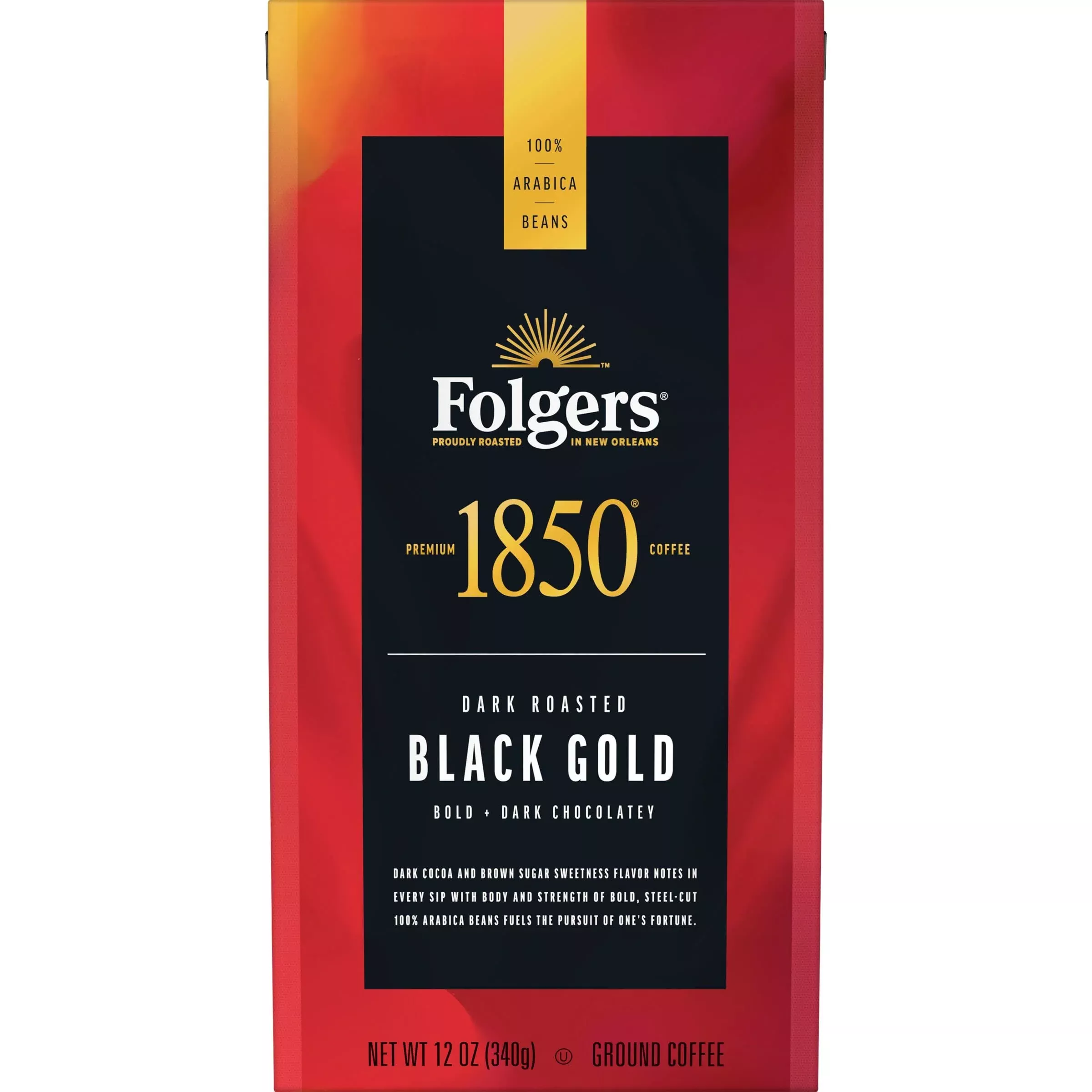 1850 By Folgers Black Gold Dark Roast Ground Coffee, 12 Ounces (Pack O