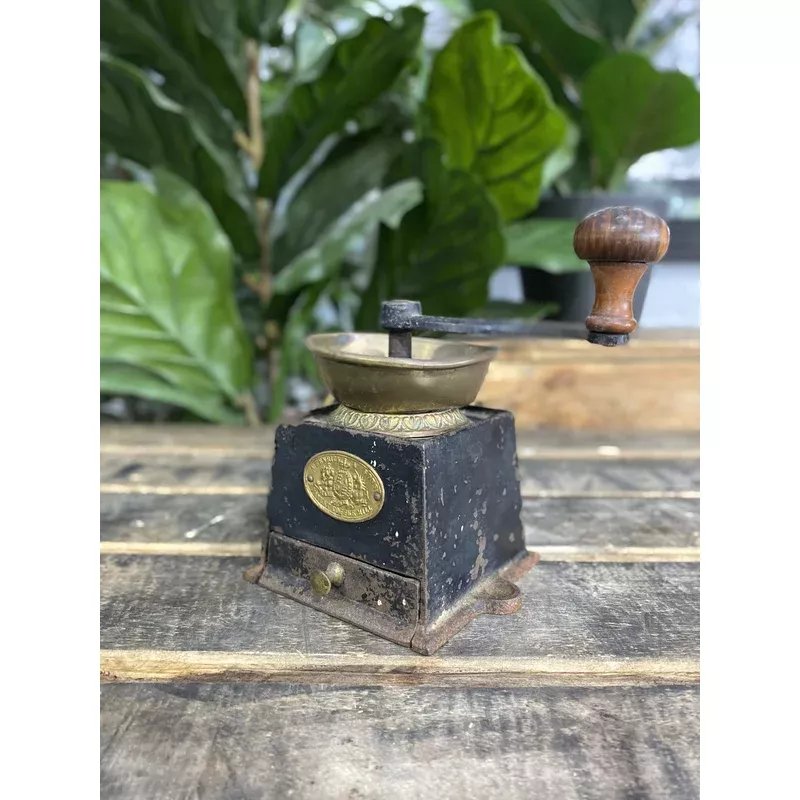 1880s Kendrick Cast Iron Bench Mounted Hand Coffee Grinder