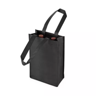2-bottle-non-woven-tote-in-black-by-true 2 Bottle Non Woven Tote In Black by True