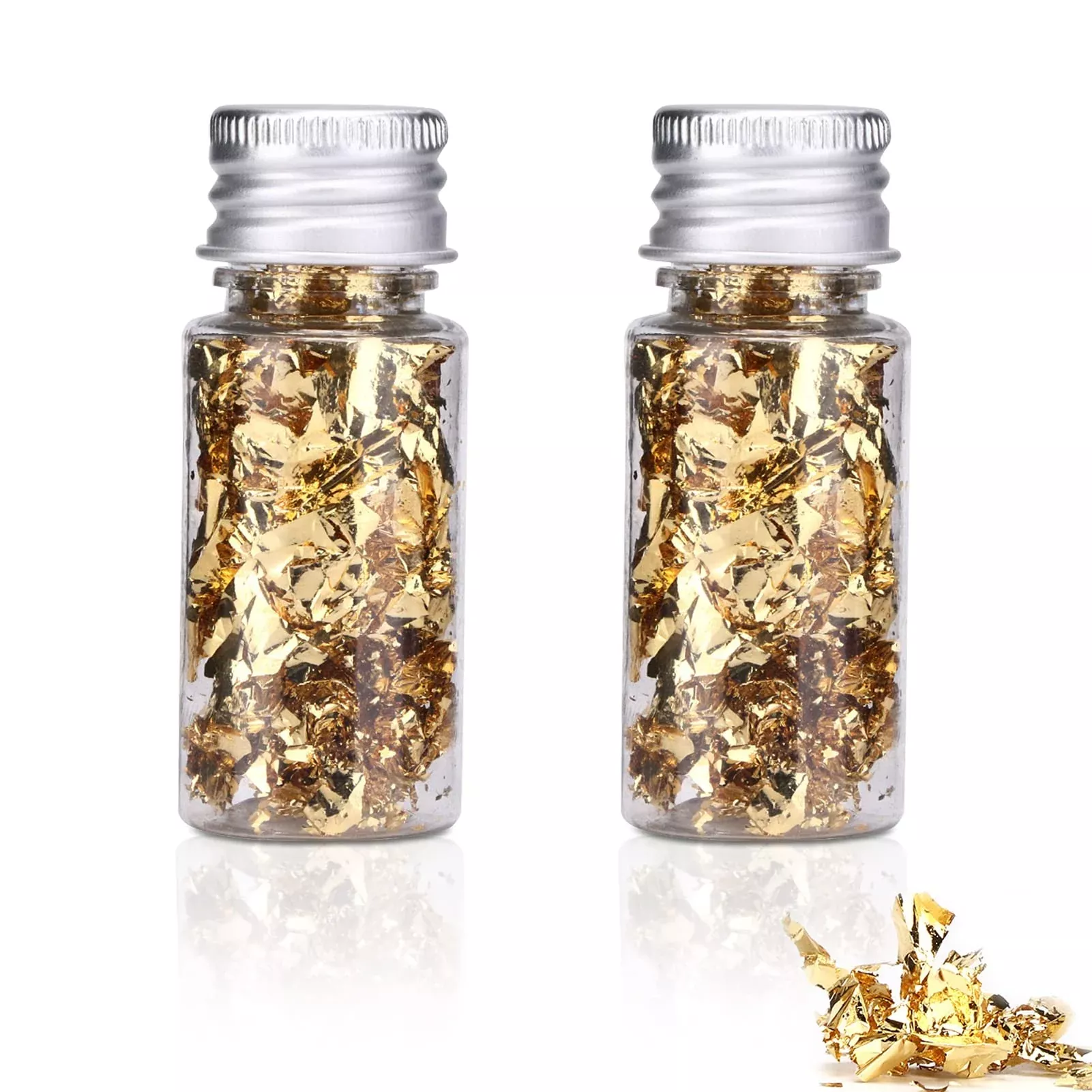 2-bottles-edible-gold-leaf-edible-gold-flakes-cake-decorating-gold-leaf-flakes-1 2 Bottles Edible Gold Leaf, Edible Gold Flakes For Cake Decorating Gold Leaf Flakes, 10G Gold Foil Flakes For Cake, Dessert, Nai