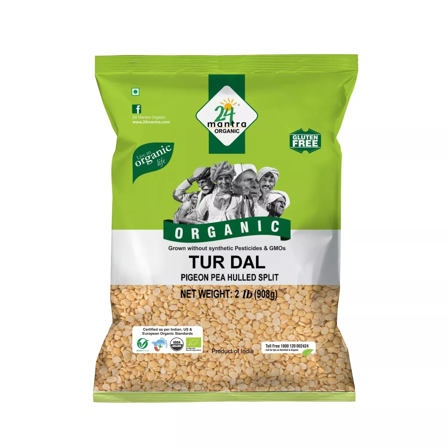 24-mantra-organic-split-pigeon-pea-toor-dal-2-lbs 24 Mantra Organic Split Pigeon Pea (Toor Dal) 2 Lbs