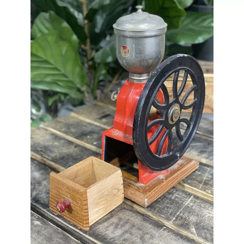 #25 1940s Elma Single Wheel Hand Coffee Grinder with Drawer