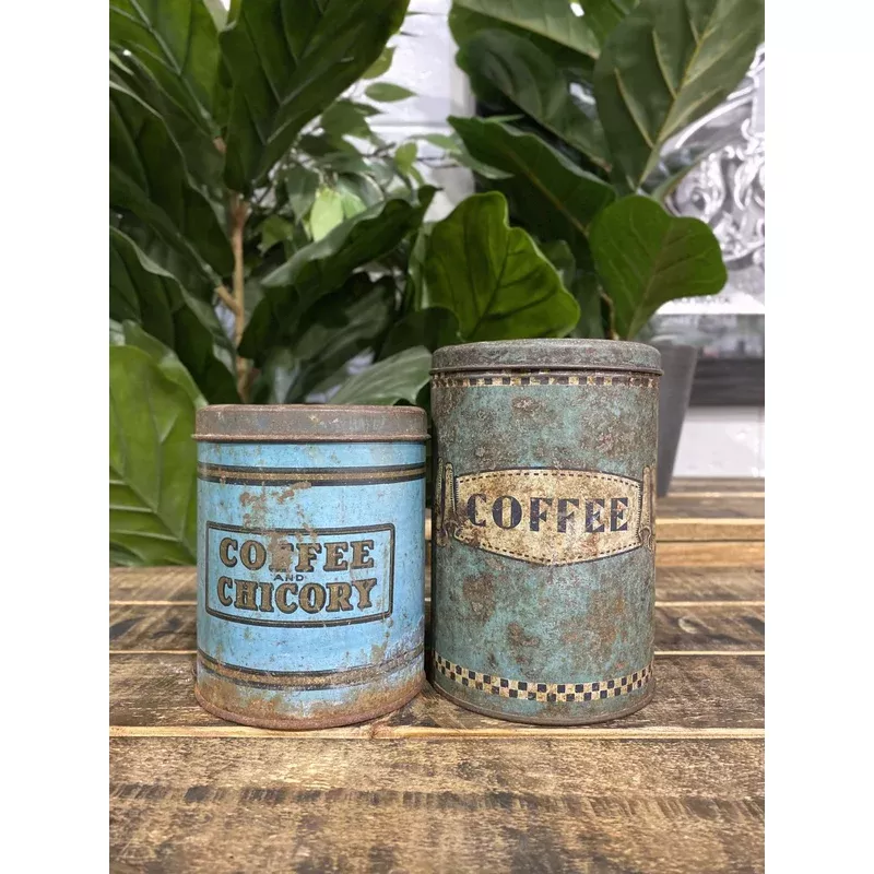 #258 1940s Chicory Coffee Tin & Coffee Tin Dual Package