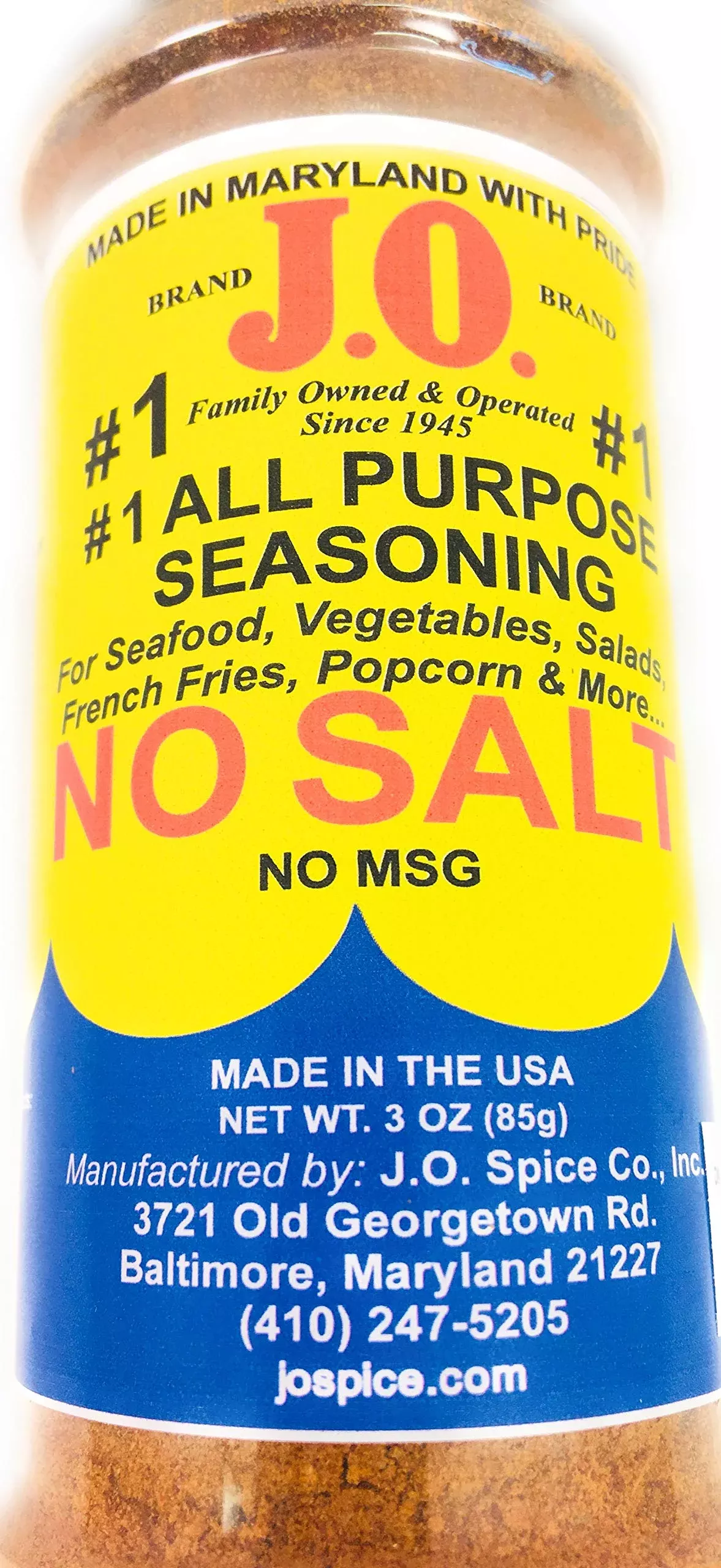 3 Oz J.O. Spice Company #1 All Purpose Seafood Seasoning No Salt, Seafood, Poultry, Meats, Popcorn, French Fries