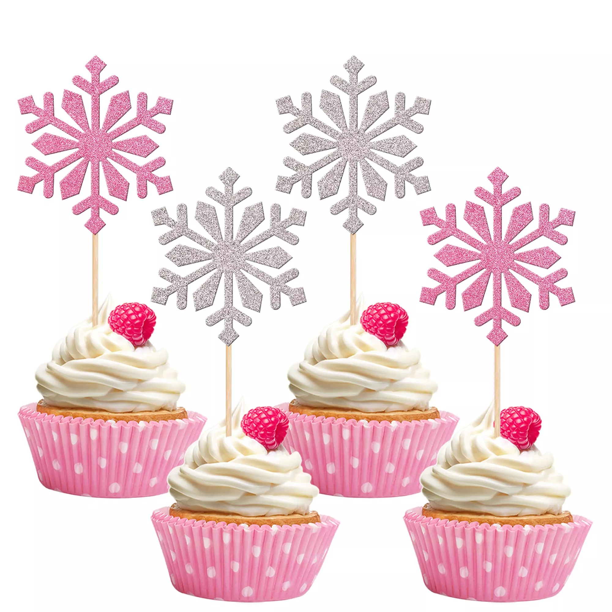 30-pcs-snowflake-cupcake-toppers-glitter-winter-frozen-snowflake-cupcake-picks-w 30 Pcs Snowflake Cupcake Toppers Glitter Winter Frozen Snowflake Cupcake Picks For Winter Wonderland Baby Shower Birthday Christ
