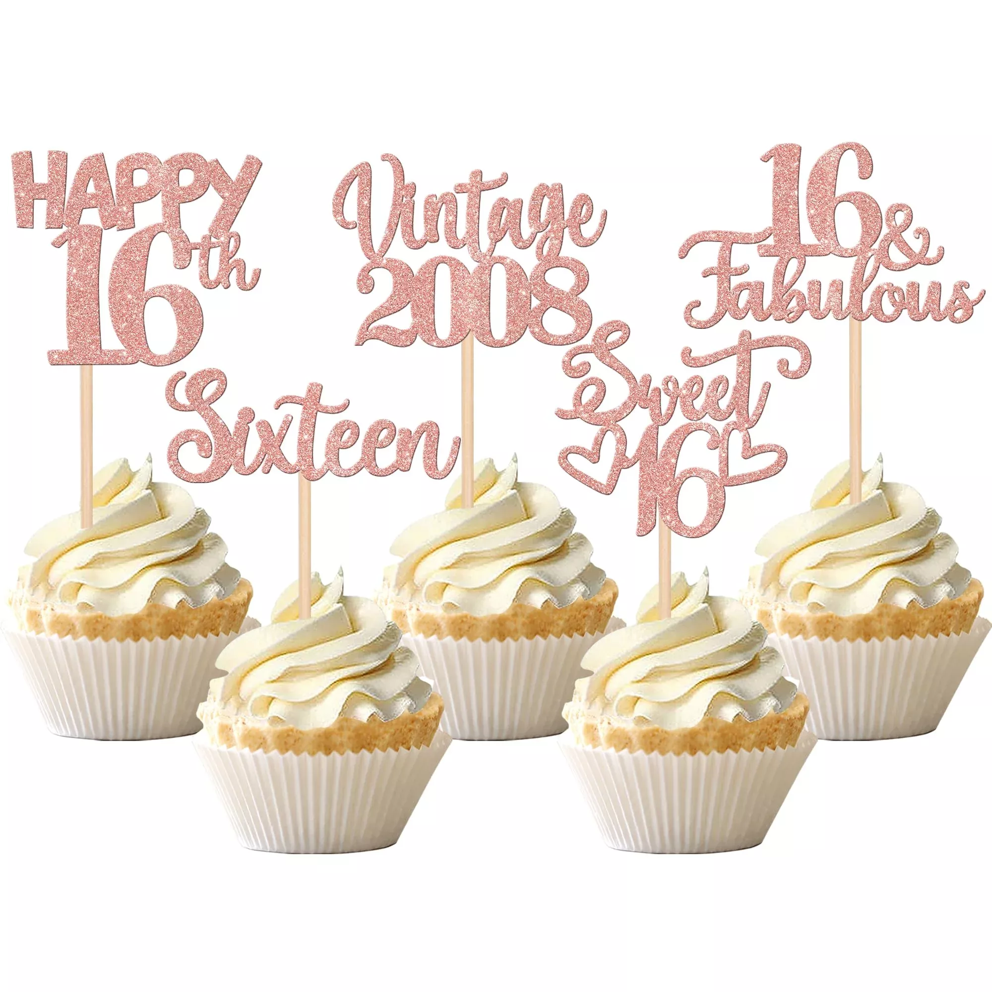 30pcs-vintage-2008-cupcake-toppers-glitter-sixteen-16-fabulous-happy-16th-birthd 30Pcs Vintage 2008 Cupcake Toppers Glitter Sixteen 16 Fabulous Happy 16Th Birthday Cupcake Picks Cheers To 16 Years For 16Th Bir