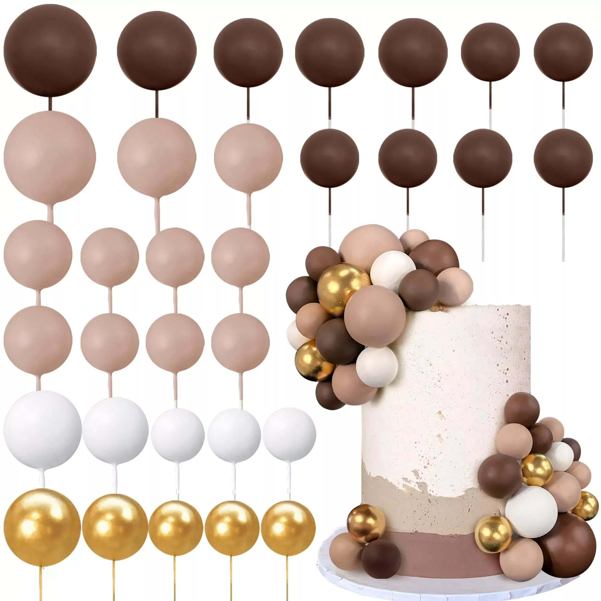 32-pcs-ball-cake-picks-colorful-ball-shaped-cake-topper-pearl-balls-cupcake-cake 32 Pcs Ball Cake Picks Colorful Ball Shaped Cake Topper Pearl Balls Cupcake Cake Insert Topper For Birthday Party Decoration Sup