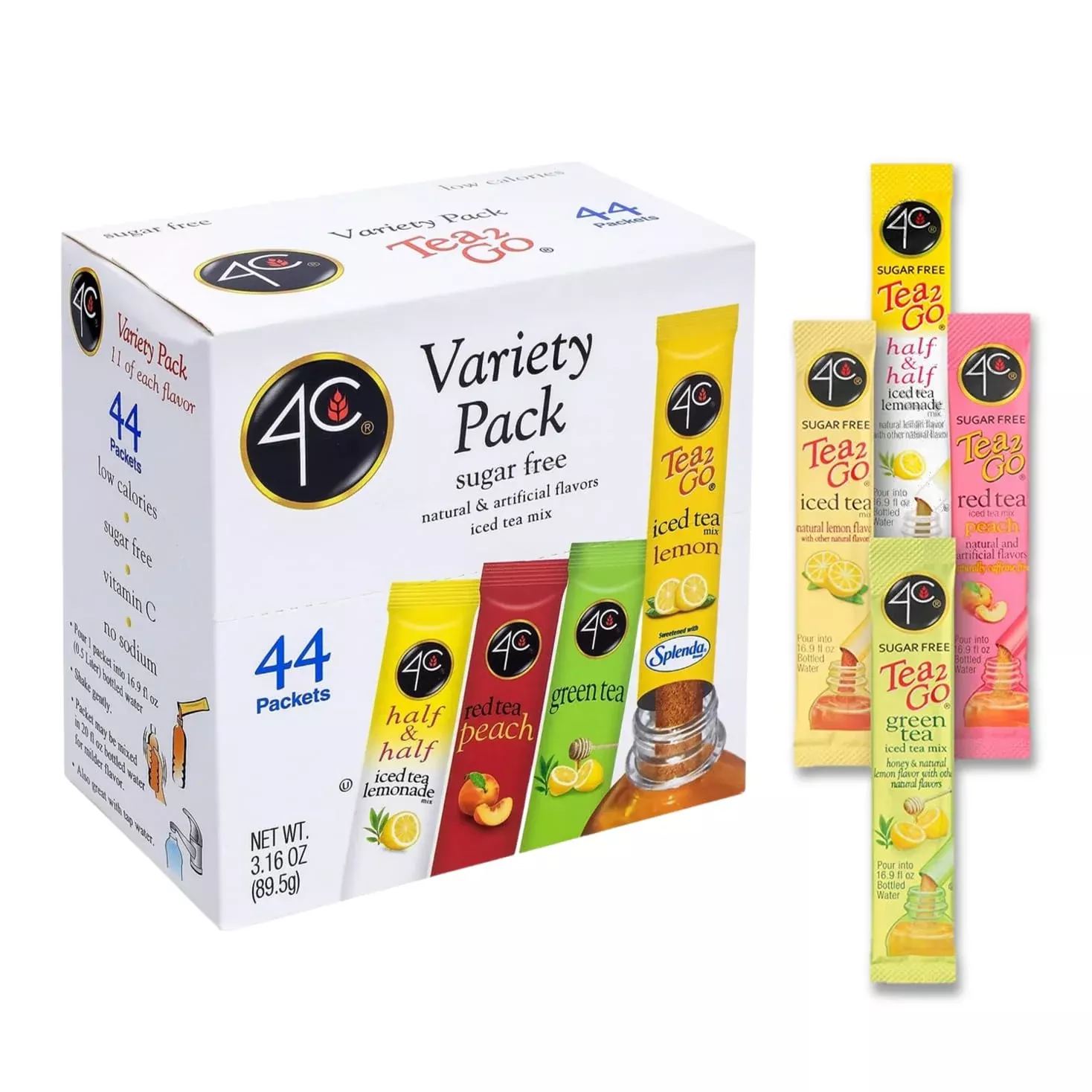 4c-powder-drink-mix-packets-iced-tea-variety-1-pack-44-count-singles-stix-on-go- 4C Powder Drink Mix Packets, Iced Tea Variety 1 Pack, 44 Count, Singles Stix On The Go, Refreshing Sugar Free Water Flavorings