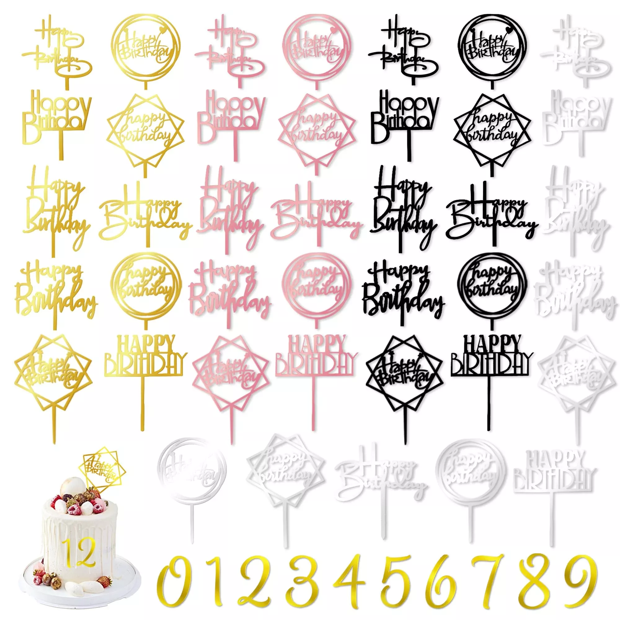 50-pcs-acrylic-happy-birthday-cake-topper-gold-black-pink-silver-birthday-cake-t 50 Pcs Acrylic Happy Birthday Cake Topper Gold Black Pink Silver Birthday Cake Topper Pick For Birthday Party Cake Desserts Past