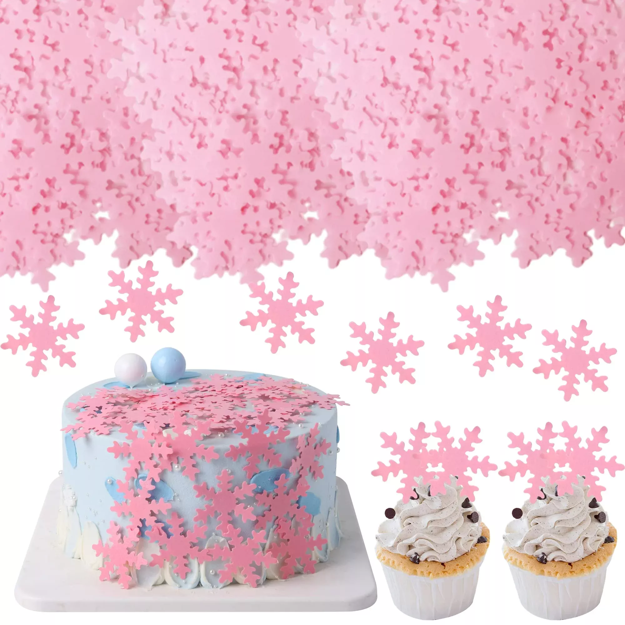 50-pcs-edible-snowflake-cupcake-toppers-winter-frozen-snowflake-cake-picks-decor 50 Pcs Edible Snowflake Cupcake Toppers Winter Frozen Snowflake Cake Picks Decorations For Snowflake Theme Winter Wonderland Bab