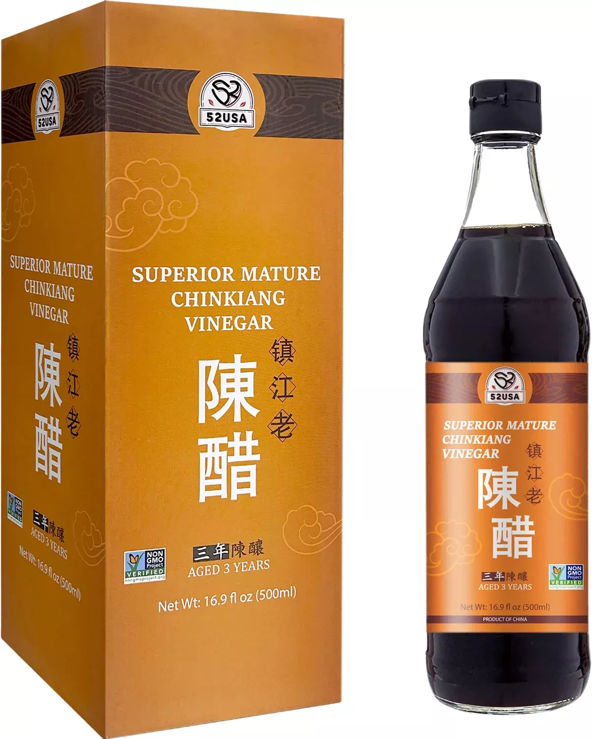 52usa-chinese-black-vinegar-3-years-mature-aged-black-rice-vinegar-chinkiang-vin 52Usa Chinese Black Vinegar, 3 Years Mature Aged Black Rice Vinegar, Chinkiang Vinegar, Zhenjiang Vinegar, 16.9 Fl. Non-Gmo Proj