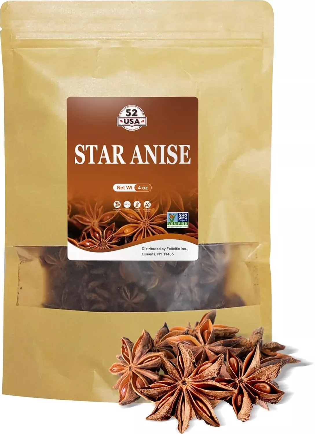 52usa-star-anise-whole-4-ounce-pack-1-non-gmo-verified-chinese-star-anise-whole- 52Usa Star Anise Whole, 4 Ounce (Pack Of 1), Non-Gmo Verified Chinese Star Anise Whole, Dried Star Anise Pods For Tea And Baking