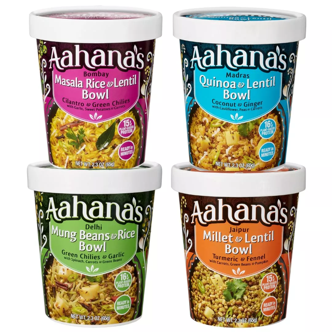 Aahana'S Lentils (Dal) & Rice Bowls (Kitchari) Prepared Meals- Ready To Eat Meals, Vegan, Gluten-Free, Plant Based Food- High Pr