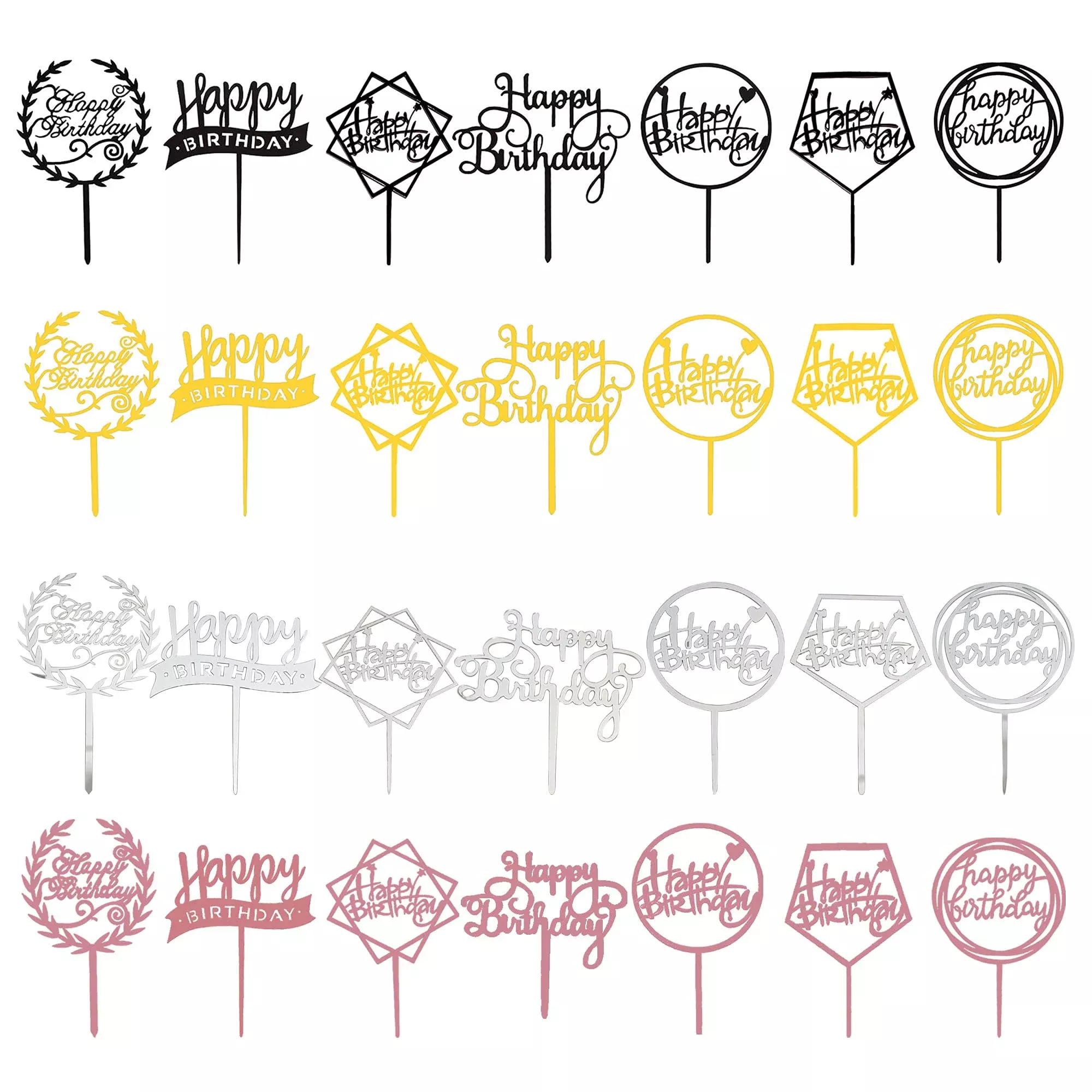 Acrylic Happy Birthday Cake Topper Birthday Cupcake Topper Cake Pick Decorations For Birthday Party Cake Desserts Pastries 4 Col