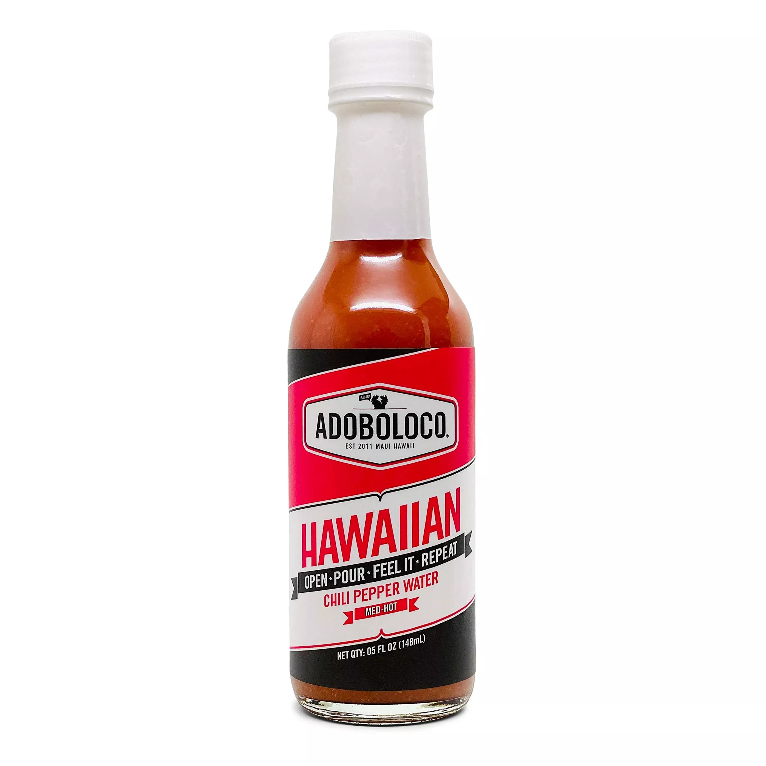 Adoboloco Hot Sauce Hawaiian Chili Pepper Water Sauce 5Oz - Medium Hot Super Tasty Fiery Chili Pepper Sauce Blend