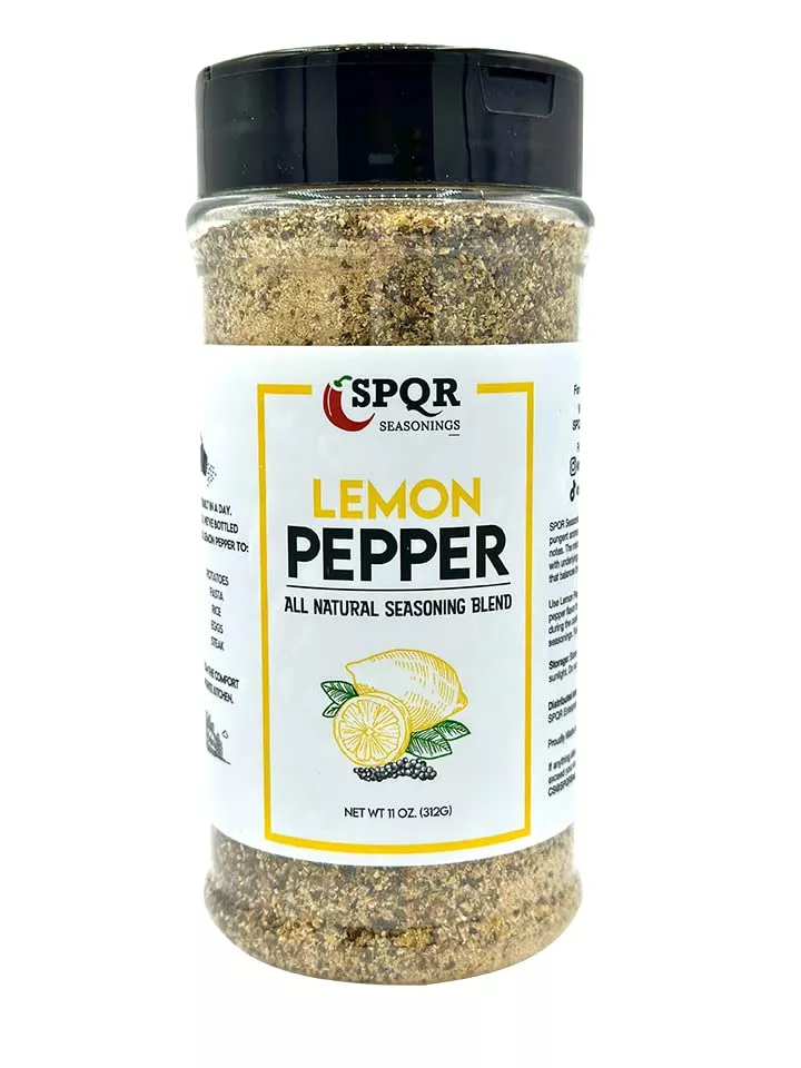 all-natural-lemon-pepper-seasoning-xl-11-ounce-jar-no-citric-acid-or-artificial- All Natural Lemon Pepper Seasoning Xl 11 Ounce Jar No Citric Acid Or Artificial Coloring By Spqr Seasonings