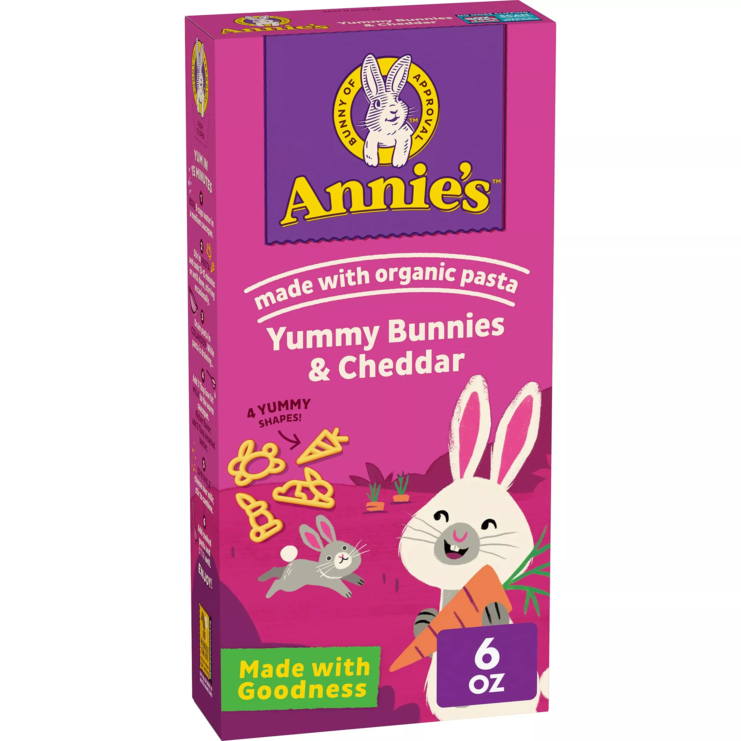 Annie'S Homegrown, Bunny Shape Pasta & Cheese, 6 Ounce