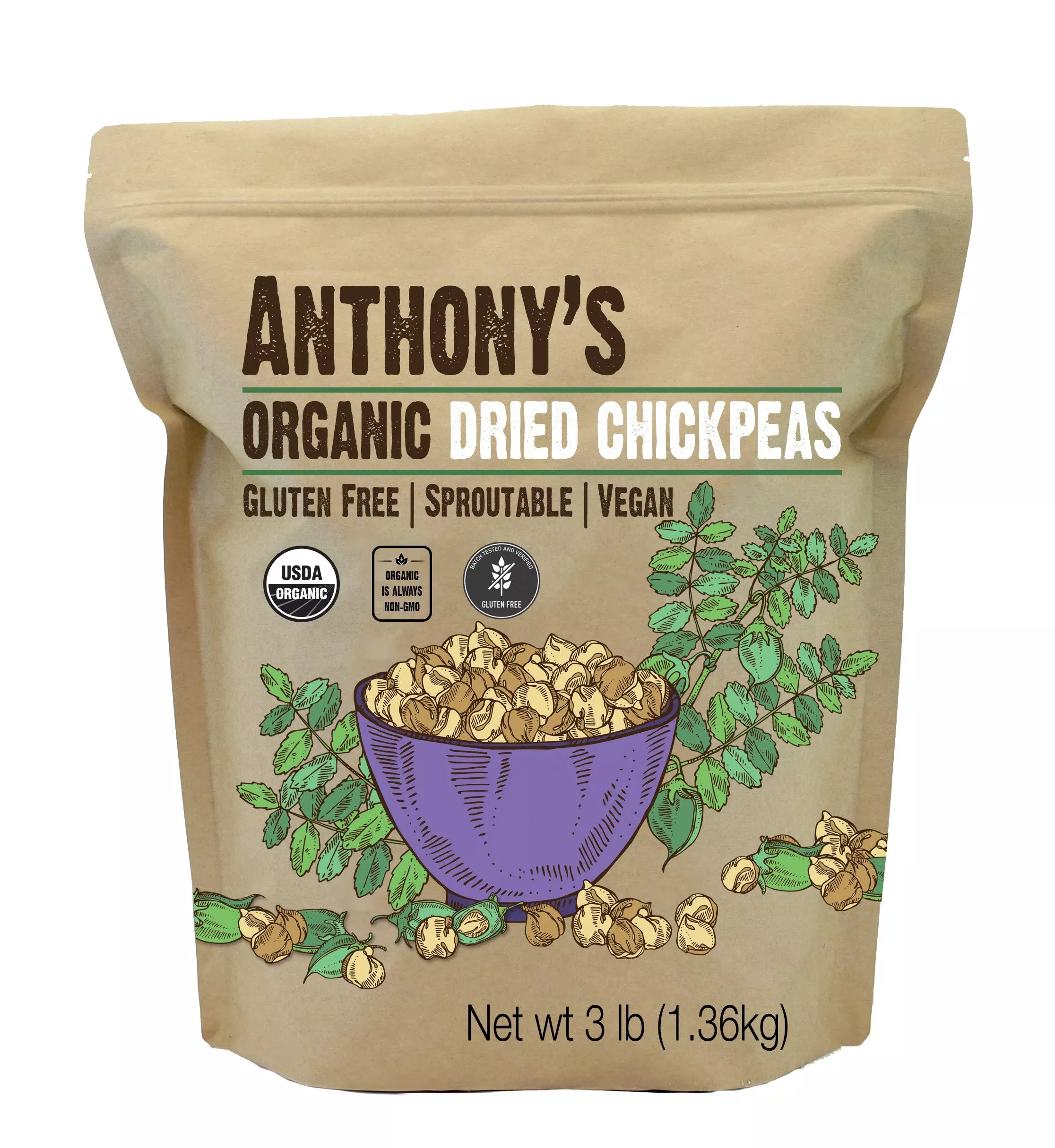 anthony-s-organic-dried-chickpeas-3-lb-dry-garbanzo-beans-gluten-free-non-gmo-ve Anthony'S Organic Dried Chickpeas, 3 Lb, Dry Garbanzo Beans, Gluten Free, Non Gmo, Vegan