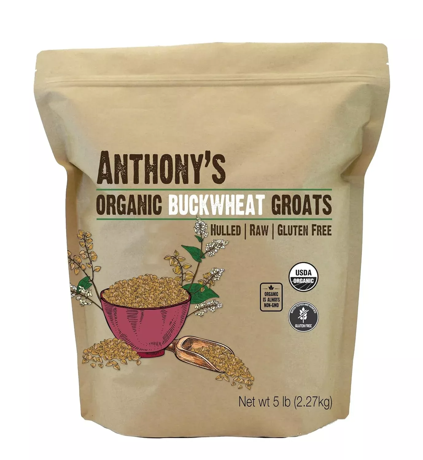 anthony-s-organic-hulled-buckwheat-groats-5lb-gluten-free-non-gmo Anthony'S Organic Hulled Buckwheat Groats, 5Lb, Gluten Free, Non Gmo