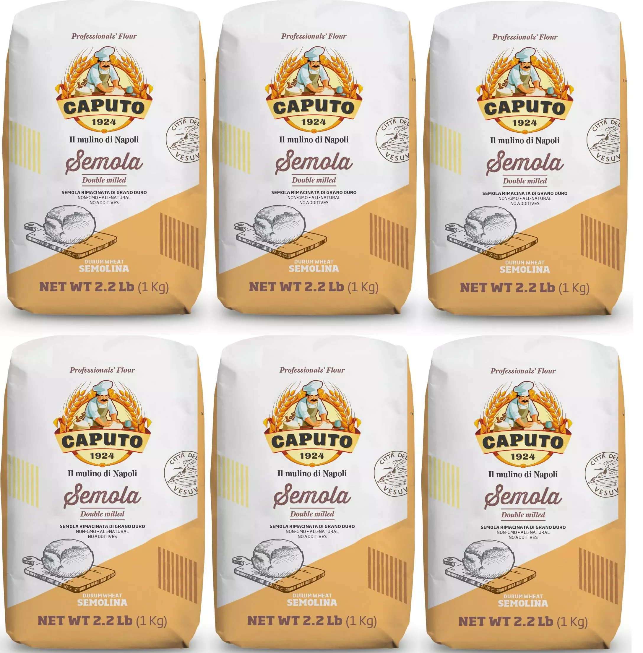 antimo-caputo-semolina-wheat-flour-2-2-lb-pack-6-bulk-italian-durum-semola-di-gr Antimo Caputo Semolina Wheat Flour 2.2 Lb (Pack Of 6) Bulk - Italian Durum Semola Di Grano - All Natural Dough For Fresh Pasta