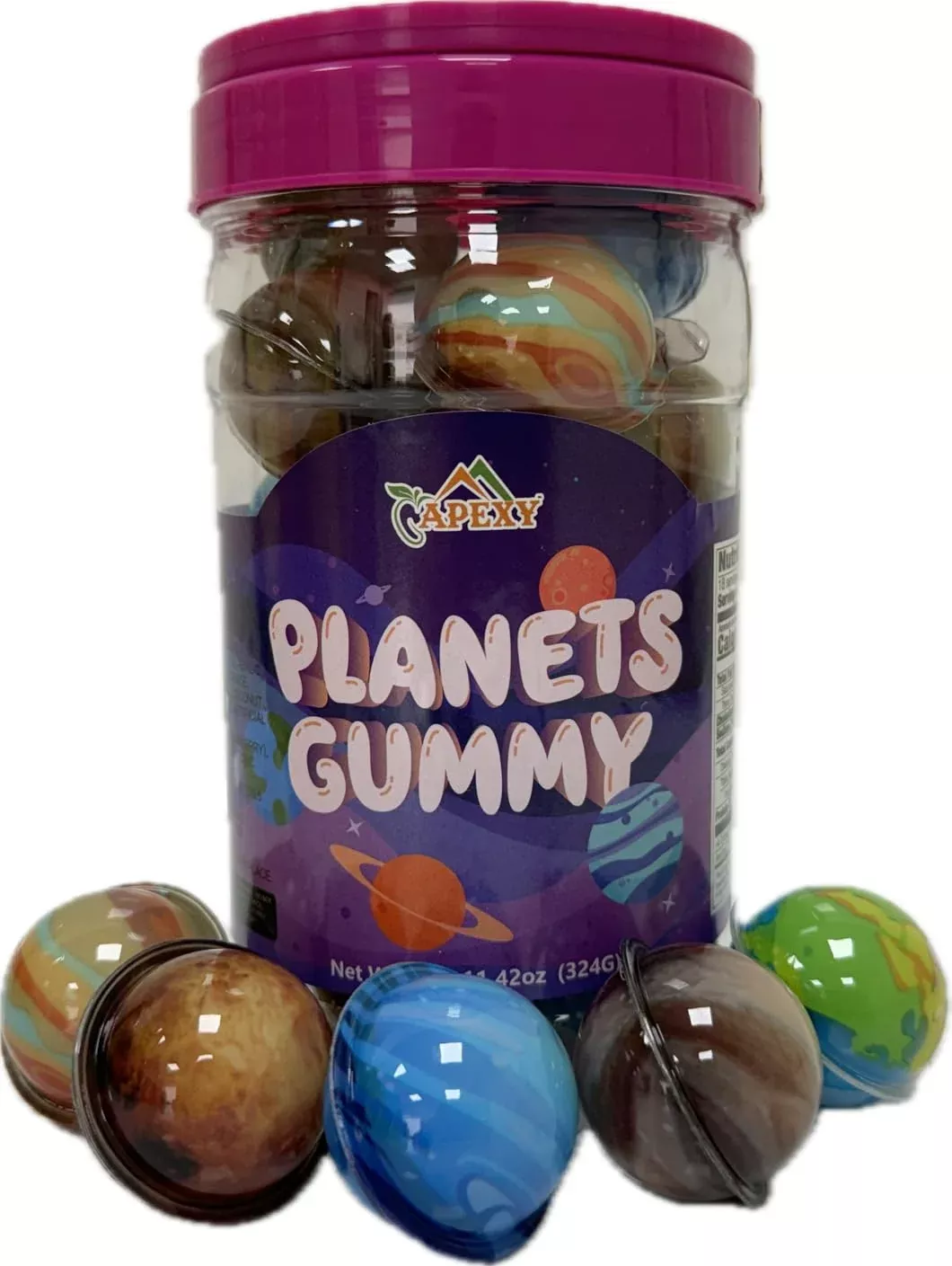 Apexy Mixed Planets Gummy Candy With Fruity Liquid Center Fat Free Fun & Delicious Space- Themed Treats Great For Halloween, Birthday, Trick Or Treat, Party 11.42Oz