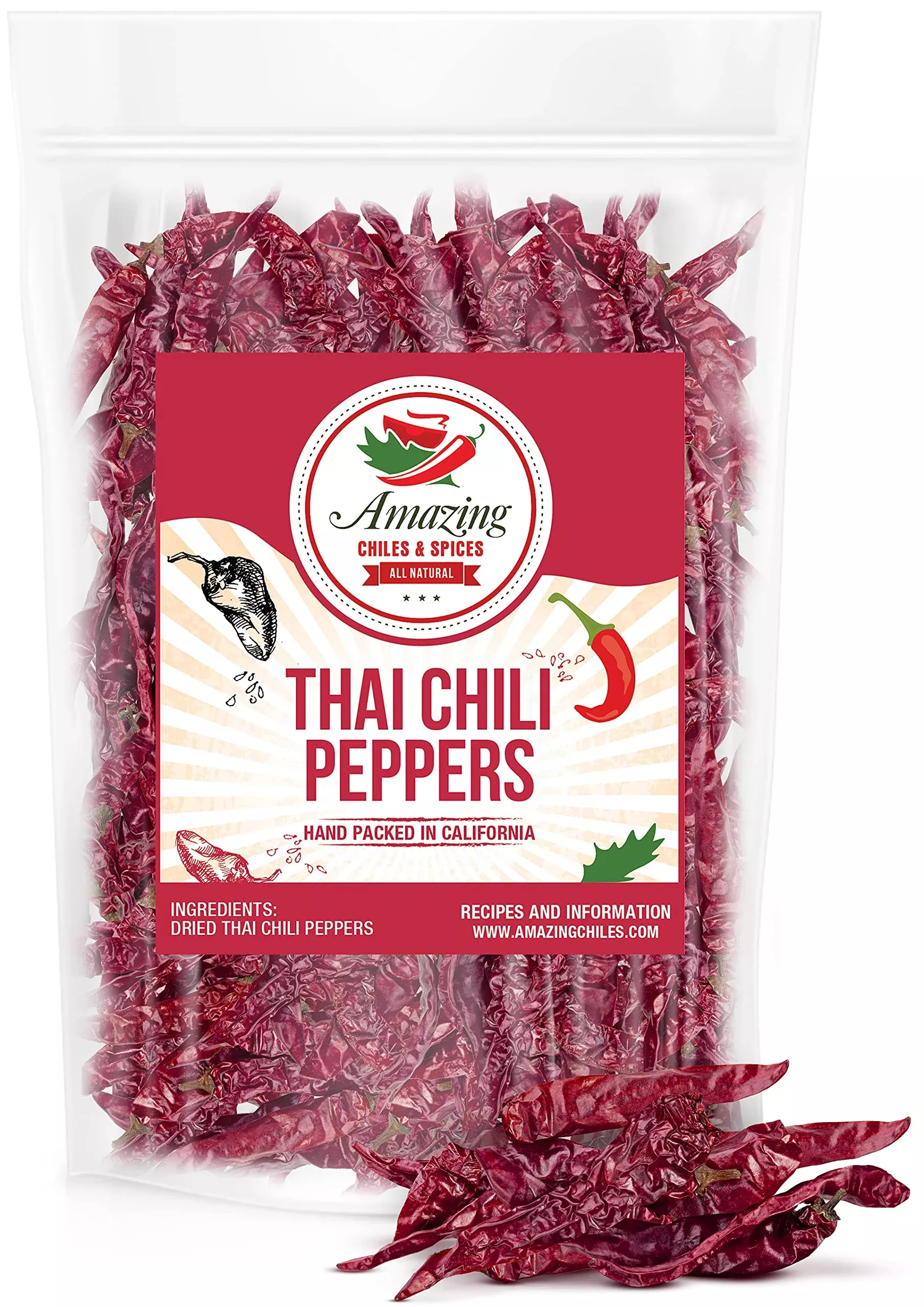 authentic-red-thai-chili-peppers-5-oz-bag-genuine-hot-red-whole-pepper-chilis-dr Authentic Red Thai Chili Peppers, 5 Oz. Bag, Genuine Hot Red Whole Pepper Chilis, Dried Fresh For Cooking Traditional Asian Food