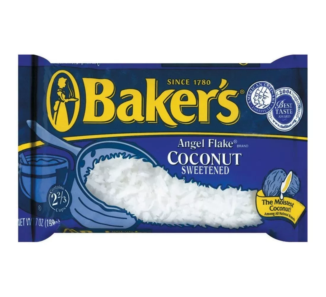 baker-s-angel-flake-coconut-sweetened-7-ounces Baker'S, Angel Flake Coconut Sweetened, 7 Ounces