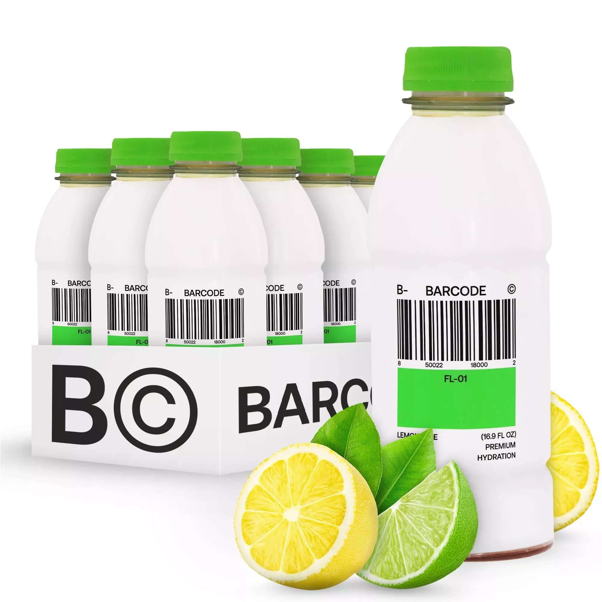 Barcode Premium Sports Hydration Drink - No Added Sugars, Lemon Lime, 12 Pack - No Added Sugar - Plant-Based Beverage - Adaptoge