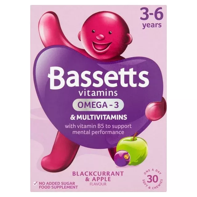 bassetts-blackcurrant-apple-omega-3-multivitamins-3-6yrs-30-per-pack Bassetts Blackcurrant & Apple Omega 3 & Multivitamins 3-6yrs 30 per pack
