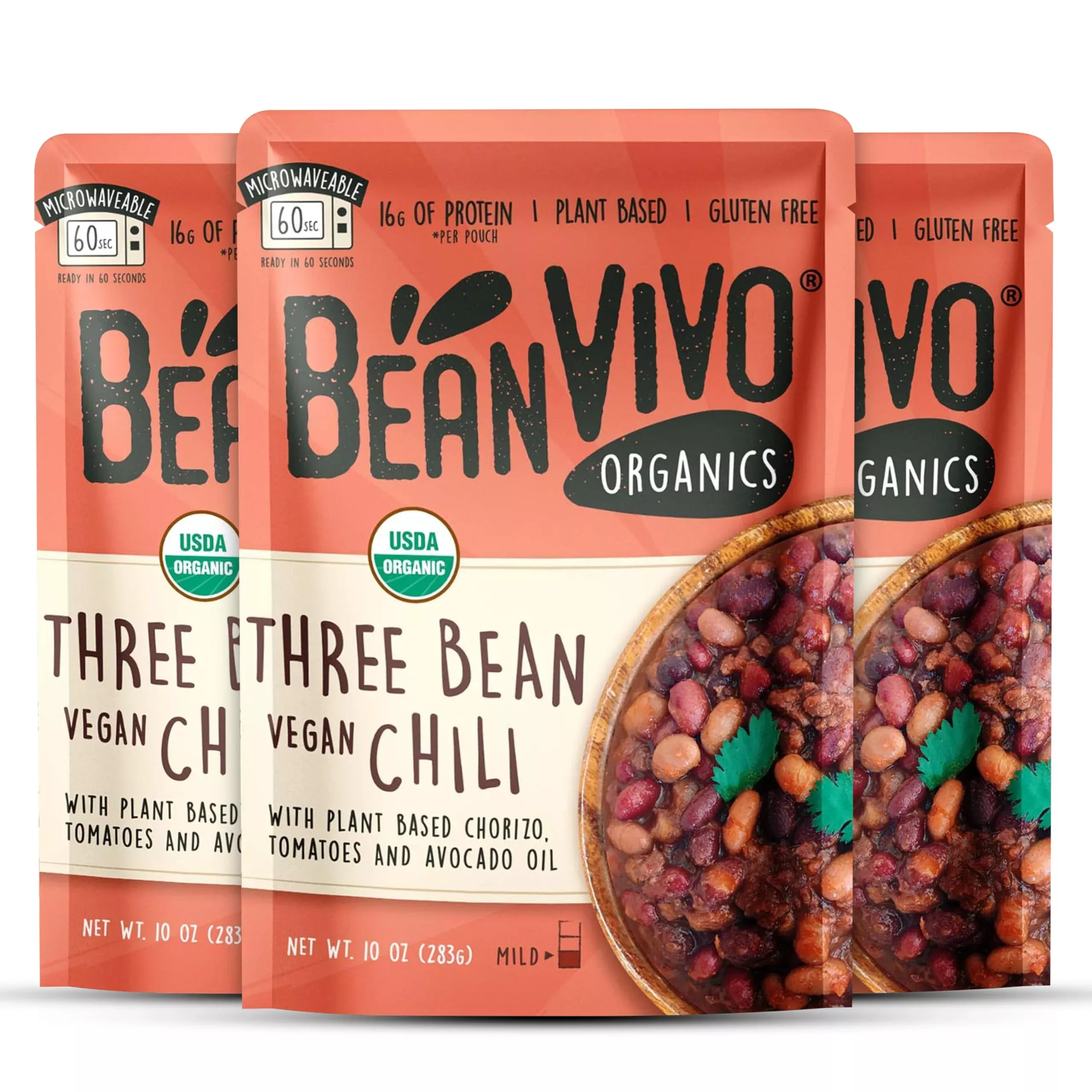 beanvivo-pack-3-organics-plant-based-protein-three-bean-vegan-chili-good-source- Beanvivo (Pack Of 3) Organics Plant Based Protein Three Bean Vegan Chili - Good Source Of Fiber - Nutritious & Microwave Meals -