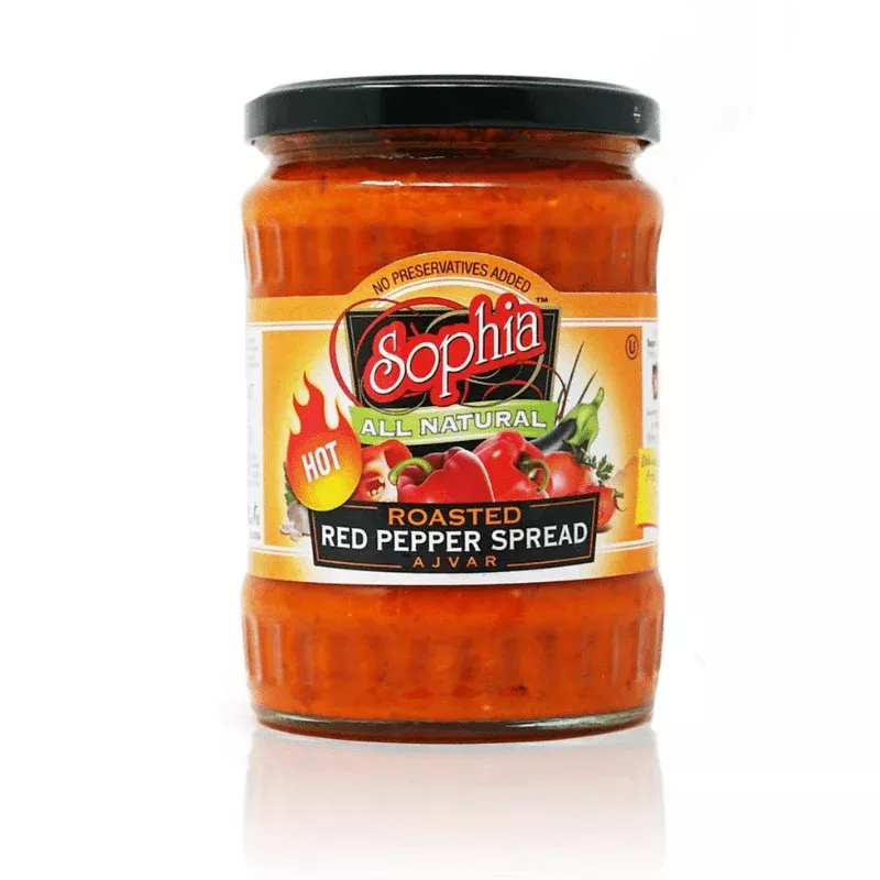 [Best Before: 01/31/2027] Sophia Hot Roasted Red Pepper Spread Ajvar, 19.4 oz