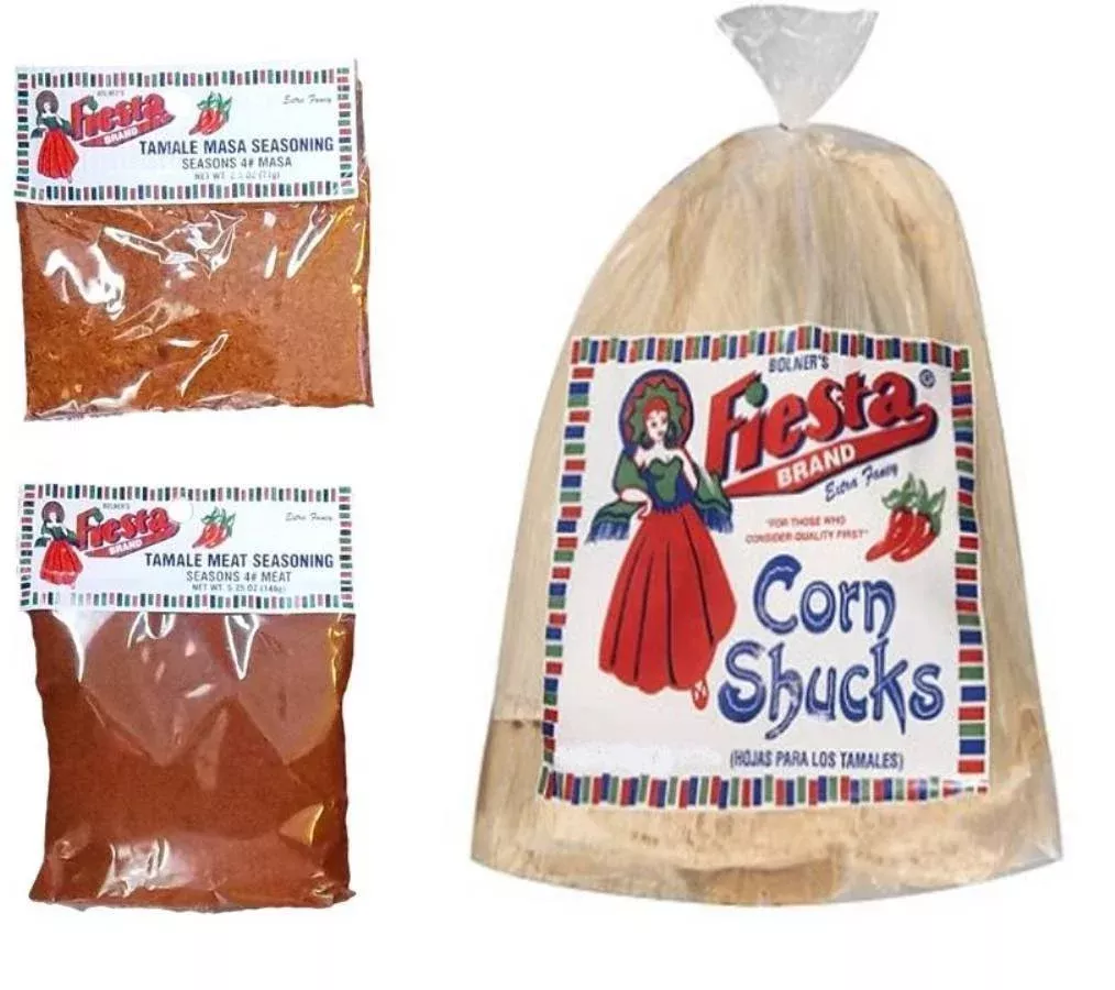 bolner-s-fiesta-extra-fancy-tamale-seasoning-kit-with-corn-shucks-bundle-seasons Bolner'S Fiesta Extra Fancy Tamale Seasoning Kit With Corn Shucks Bundle - Seasons 4# Meat And Masa: (1) Tamale Masa Seasoning,