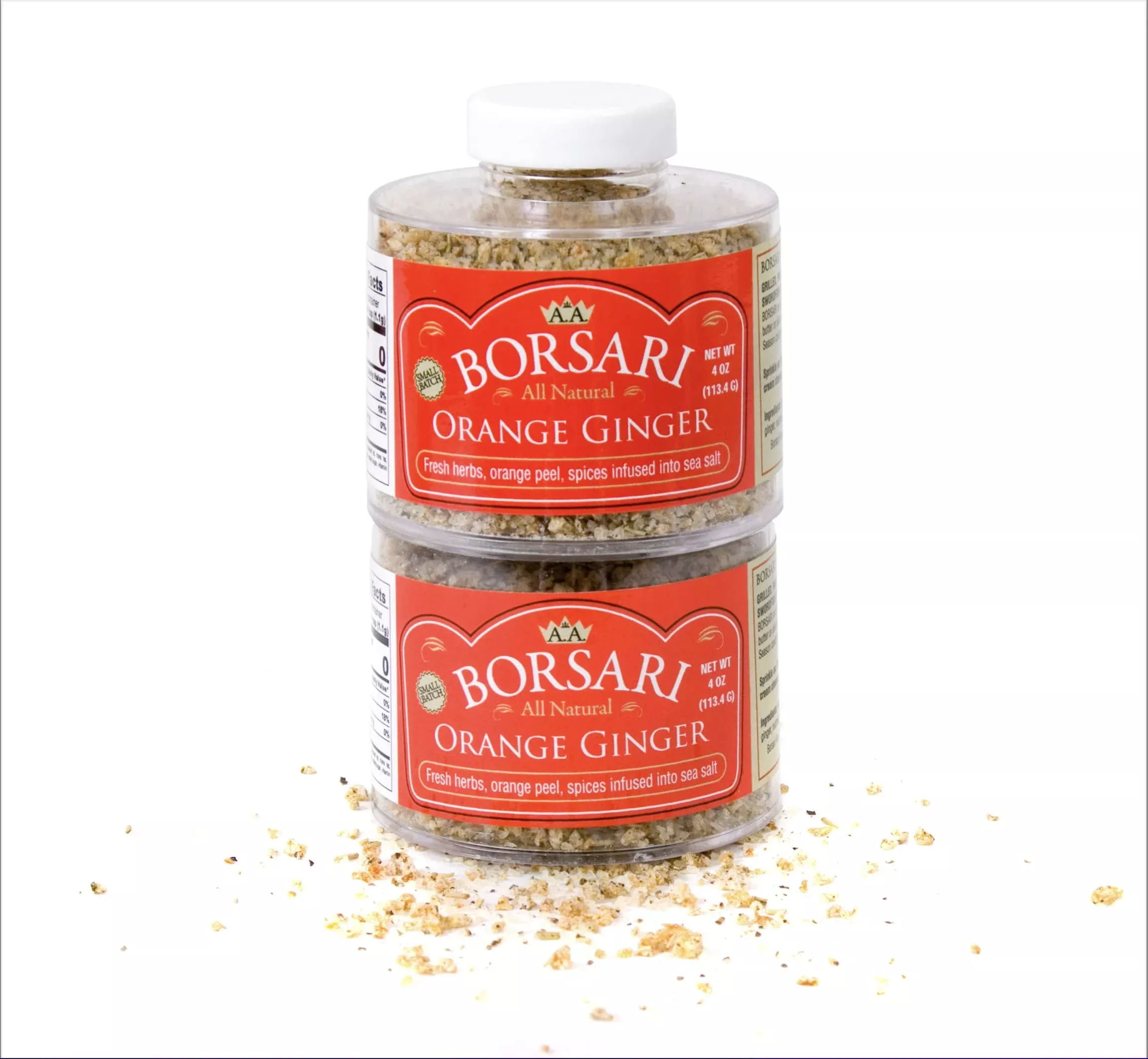 Borsari Seasoned Salt 2-Shaker Gift Set - Orange Ginger Seasoning Blend - Gluten Free Gourmet Seasonings For Steak, Fish, Poultr