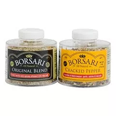 Borsari Seasoned Salt Combo - Multi-Use All Purpose Original And Cracked Pepper Seasonings - Gourmet Sea Salt Blends With Herbs