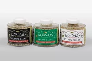 Borsari Seasoned Salt Gift Set - Gluten Free Gourmet Sea Salt Blends With Herbs And Spices - Set Of 3, 4 Oz Shaker Bottles - Inc