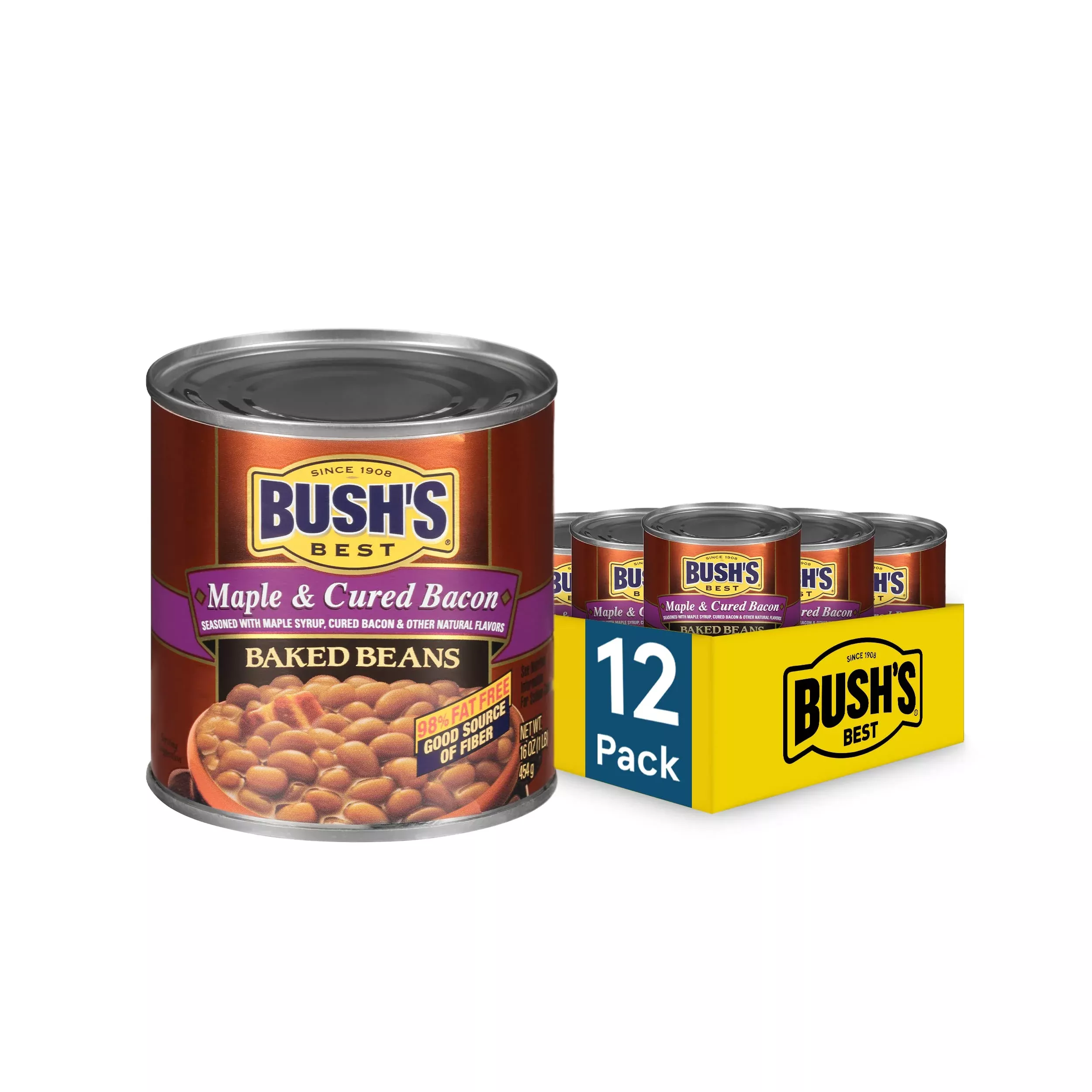 bush-s-best-16-oz-canned-maple-cured-bacon-baked-beans-source-protein-fiber-low- Bush'S Best 16 Oz Canned Maple Cured Bacon Baked Beans Source Of Protein And Fiber, Low Fat, Gluten Free, (Pack Of 12)
