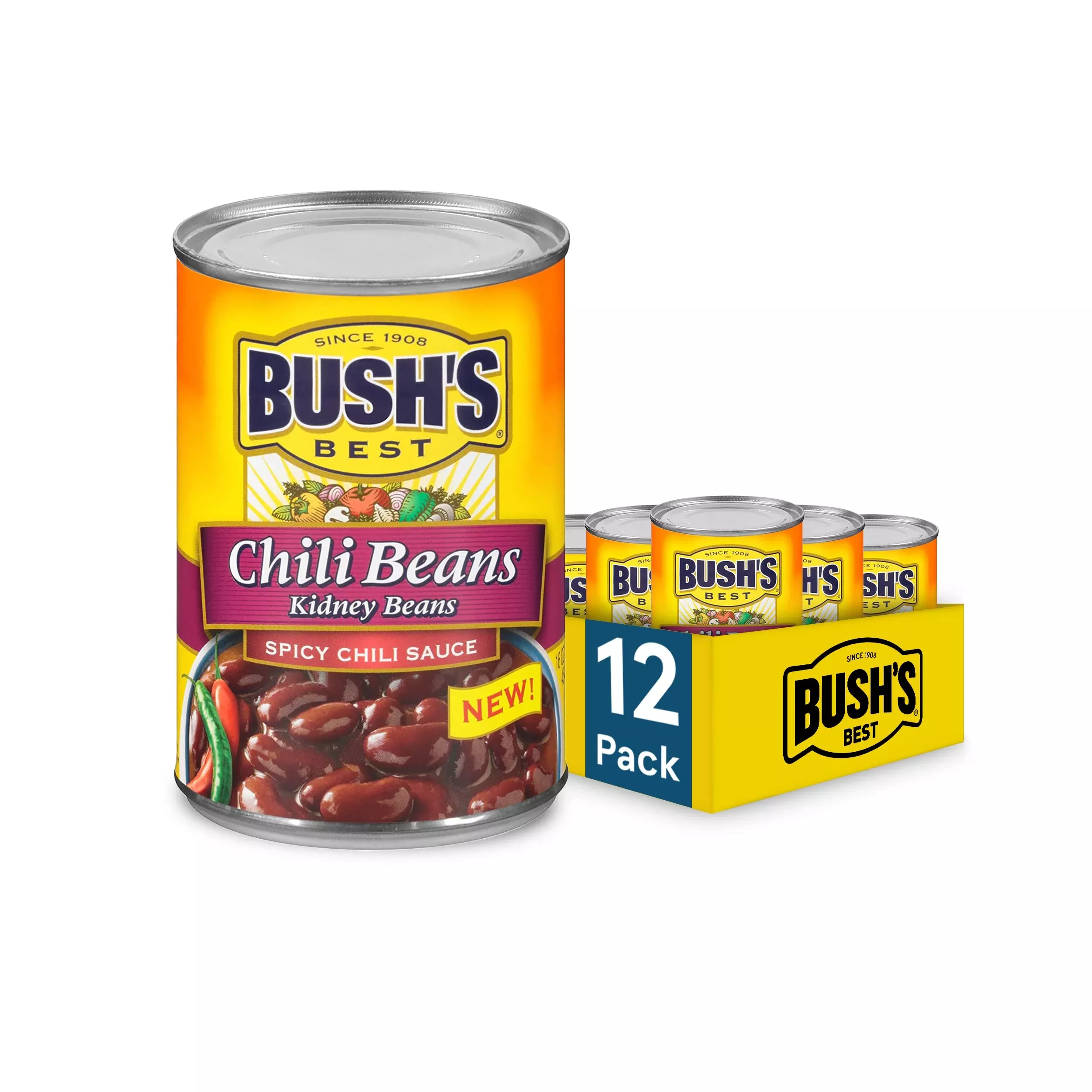 bush-s-best-16-oz-canned-spicy-dark-red-chili-beans-source-plant-based-protein-f Bush'S Best 16 Oz Canned Spicy Dark Red Chili Beans, Source Of Plant Based Protein And Fiber, (Pack Of 12)