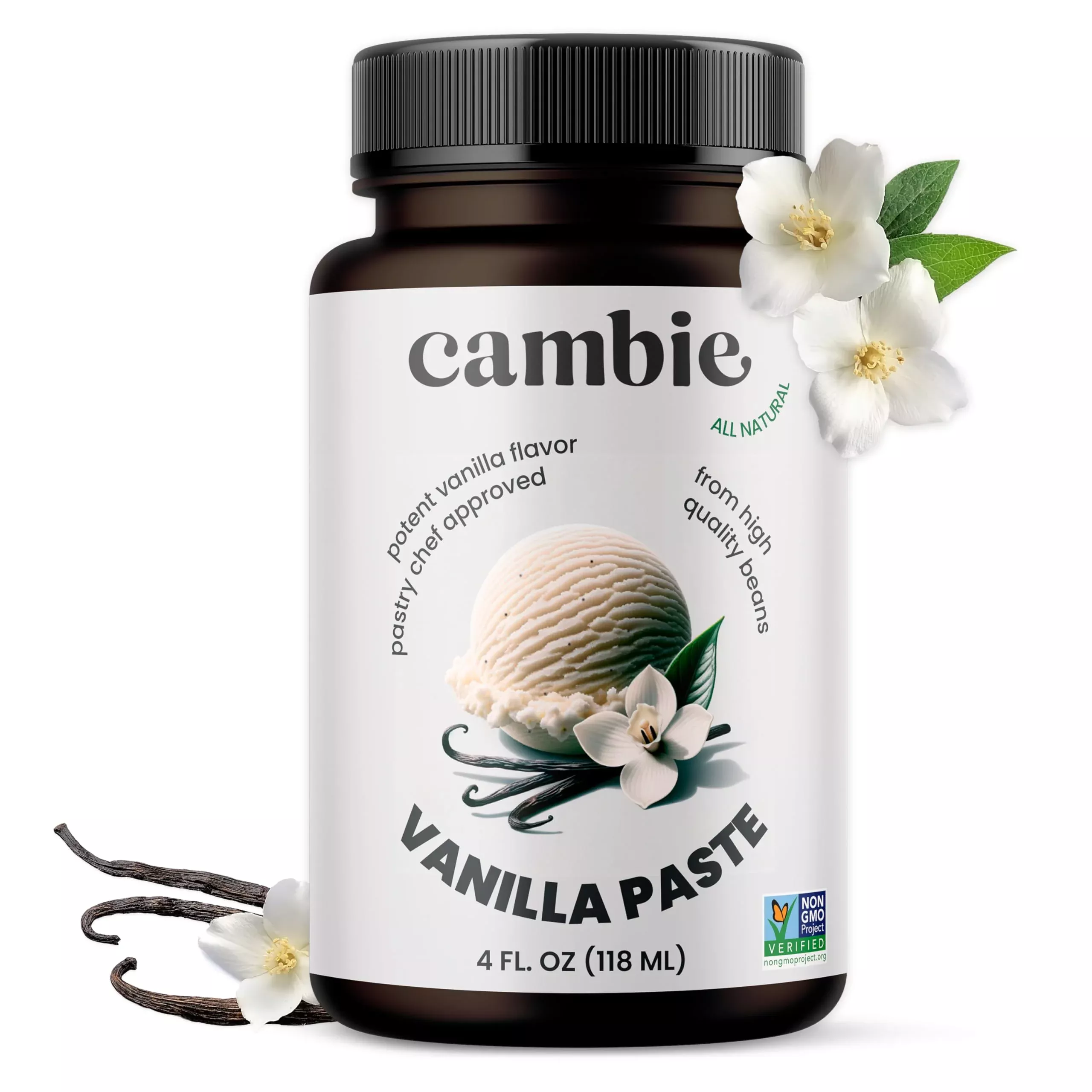 cambie-vanilla-bean-paste-pure-vanilla-paste-baking-cooking-all-natural-non-gmo- Cambie - Vanilla Bean Paste, Pure Vanilla Paste For Baking And Cooking, All Natural, Non-Gmo, Sustainably Sourced, & Kosher, 4 O