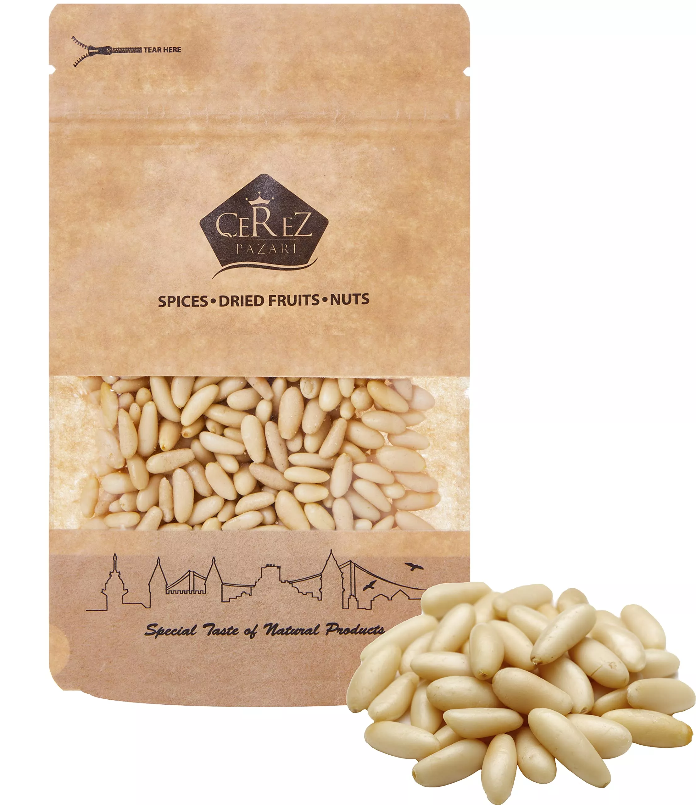 cerez-pazari-world-famous-mediterranean-turkish-pine-nuts-in-resealable-bag-4-oz Cerez Pazari World Famous Mediterranean Turkish Pine Nuts In Resealable Bag 4 Oz- Cam Fistigi - Premium Quality, Raw, Unsalted,%